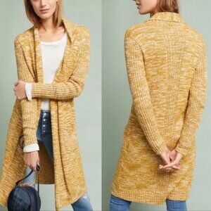 Anthropologie Abigail Duster Cardigan Small Mustard Yellow Marled Lagenlook Boho